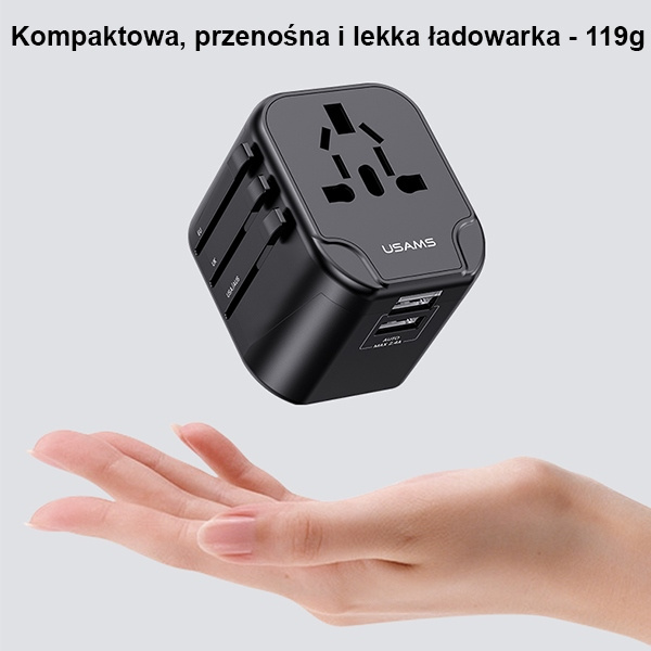 Síťová nabíječka USAMSUnivesal Travel Charger 2xUSB T55 12W 4w1 US/AU/EU/UK Black CC173TC01 (US-CC173)