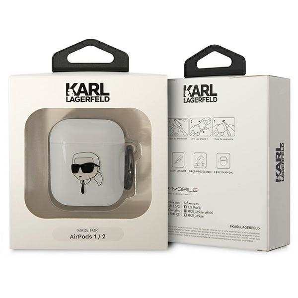 Kryt Karl Lagerfeld KLA2HNIKTCT Apple AirPods 2/1 transparent Karl`s Head