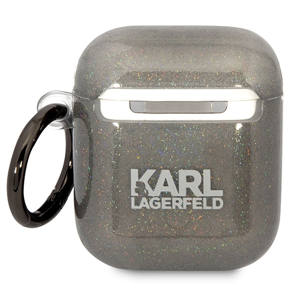 Kryt Karl Lagerfeld KLA2HNKCTGK Apple AirPods 2/1 black Gliter Karl&Choupette