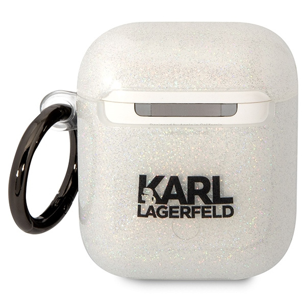 Kryt Karl Lagerfeld KLA2HNKCTGT Apple AirPods 2/1 transparent Gliter Karl&Choupette