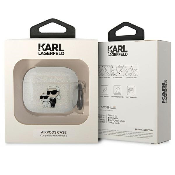 Kryt Karl Lagerfeld KLA3HNKCTGT Apple AirPods 3 transparent Gliter Karl&Choupette