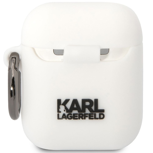 Kryt Karl Lagerfeld KLACA2SILKCW Apple AirPods 2/1 white Silicone Karl & Choupette