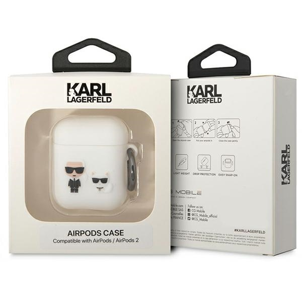 Kryt Karl Lagerfeld KLACA2SILKCW Apple AirPods 2/1 white Silicone Karl & Choupette
