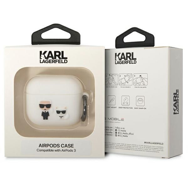Kryt Karl Lagerfeld KLACA3SILKCW Apple AirPods 3 white Silicone Karl & Choupette