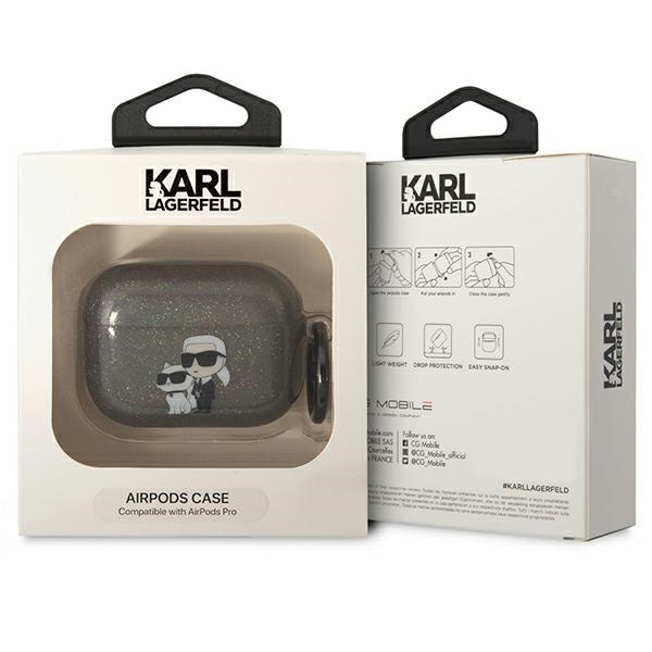 Kryt Karl Lagerfeld KLAPHNKCTGK Apple AirPods Pro black Gliter Karl&Choupette