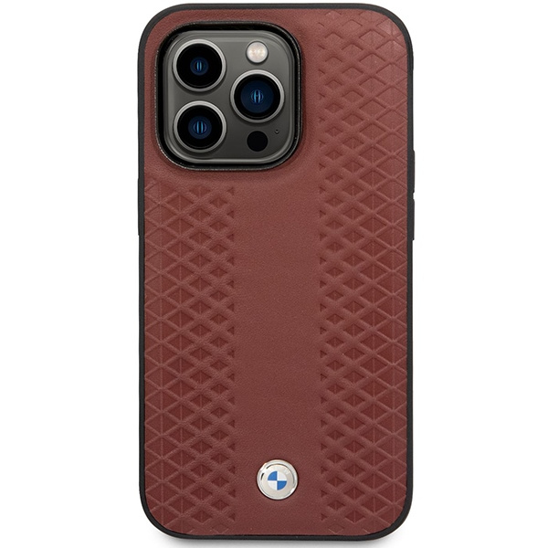 Kryt BMW BMHCP14L22RFGR Apple iPhone 14 Pro burgundy Leather Diamond Pattern