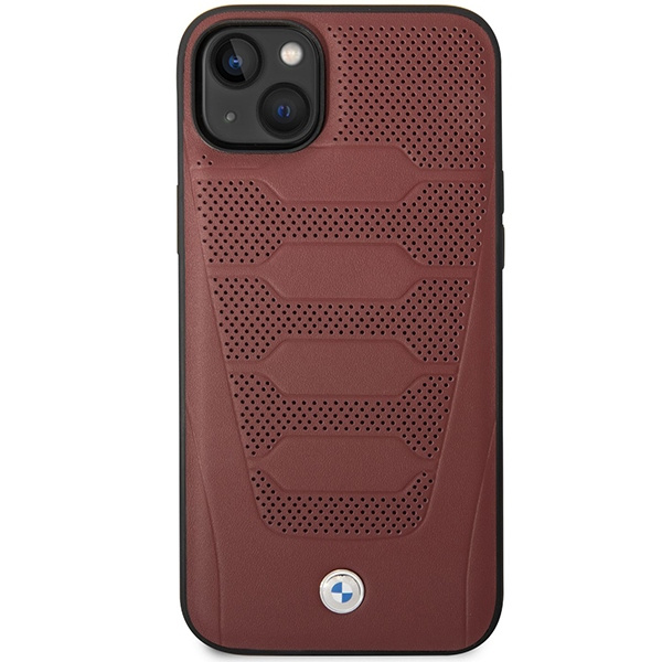 Kryt BMW BMHCP14S22RPSR Apple iPhone 14 burgundy Leather Seats Pattern