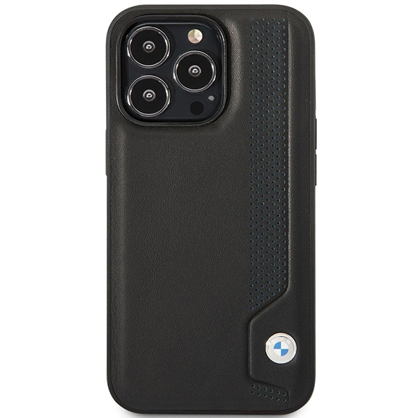 Kryt BMW BMHCP14X22RBDK Apple iPhone 14 Pro Max black hardcase Leather Blue Dots