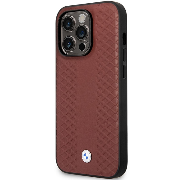Kryt BMW BMHCP14X22RFGR Apple iPhone 14 Pro Max burgundy Leather Diamond Pattern