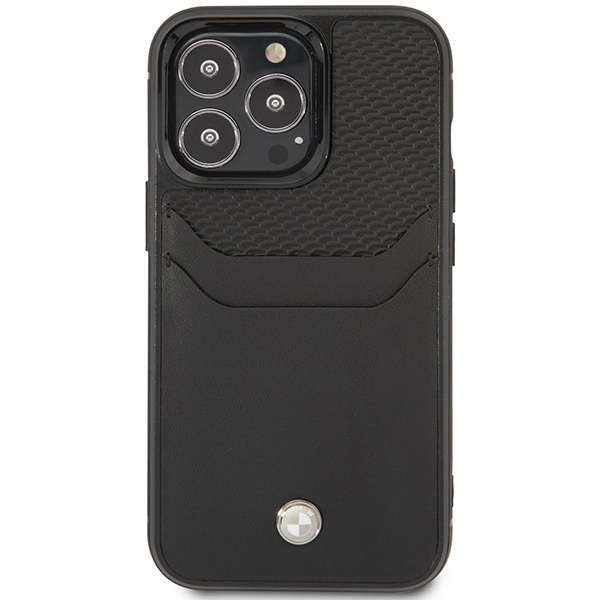 Kryt BMW BMHCP14X22RSEPK Apple iPhone 14 Pro Max black Leather Card Slot