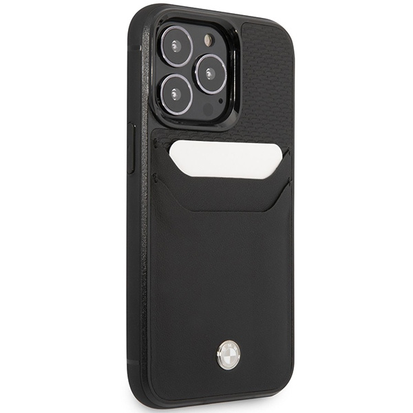 Kryt BMW BMHCP14X22RSEPK Apple iPhone 14 Pro Max black Leather Card Slot
