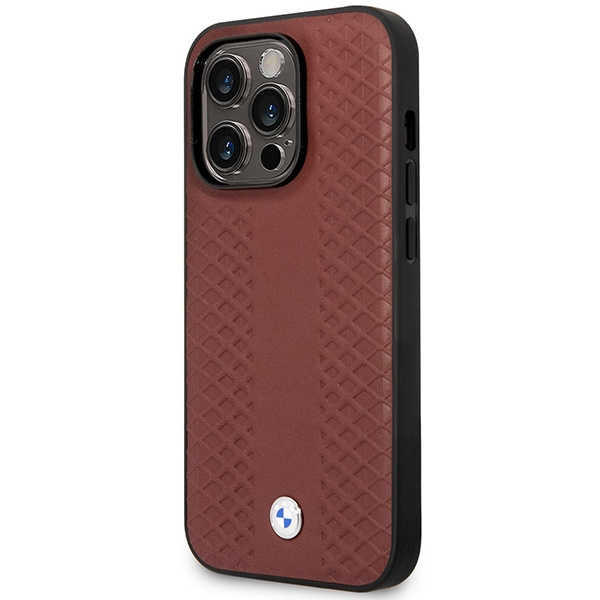 Kryt BMW BMHMP14X22RFGR Apple iPhone 14 Pro Max burgundy Leather Diamond Pattern MagSafe