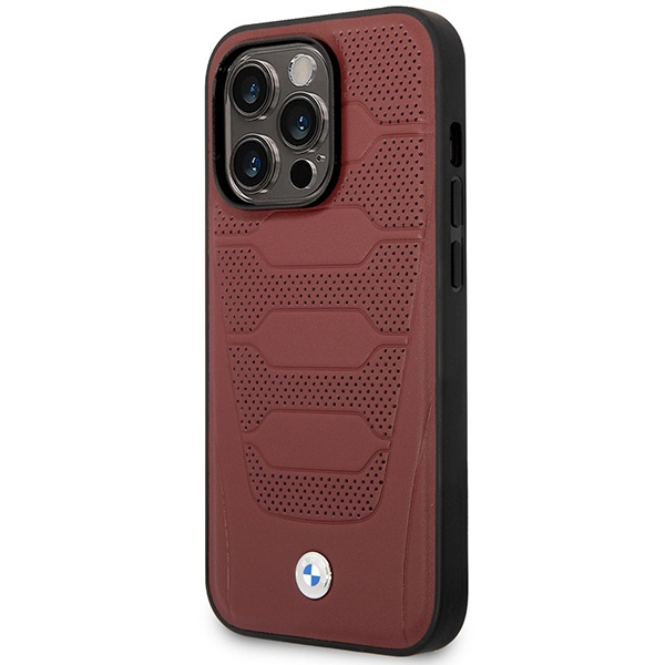 Kryt BMW BMHMP14X22RPSR Apple iPhone 14 Pro Max burgundy Leather Seats Pattern MagSafe