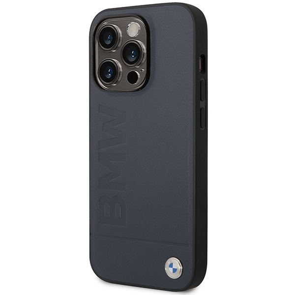 Kryt BMW BMHMP14XSLLNA Apple iPhone 14 Pro Max navy hardcase Leather Hot Stamp MagSafe