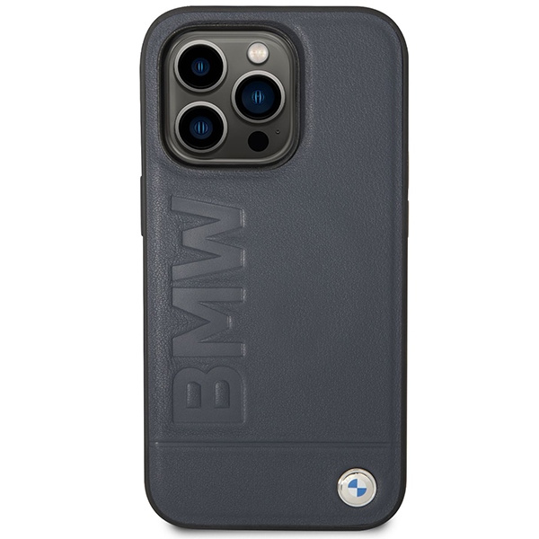 Kryt BMW BMHMP14XSLLNA Apple iPhone 14 Pro Max navy hardcase Leather Hot Stamp MagSafe