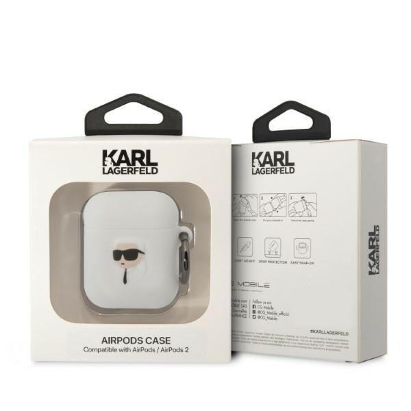 Kryt Karl Lagerfeld KLA2RUNIKH Apple AirPods 2/1 white Silicone Karl Head 3D