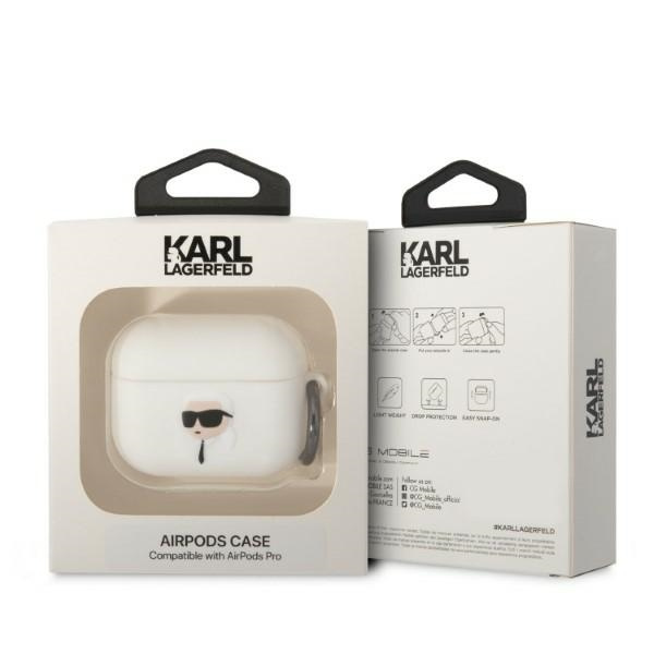 Kryt Karl Lagerfeld KLAPRUNIKH Apple AirPods Pro white Silicone Karl Head 3D