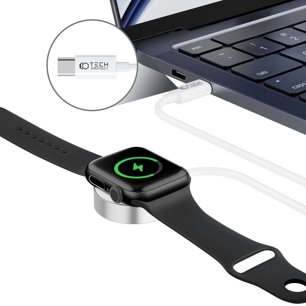 Bezdrátová nabíječka Tech-Protect Ultraboost Magnetic Charging Apple Watch USB-C 120cm White