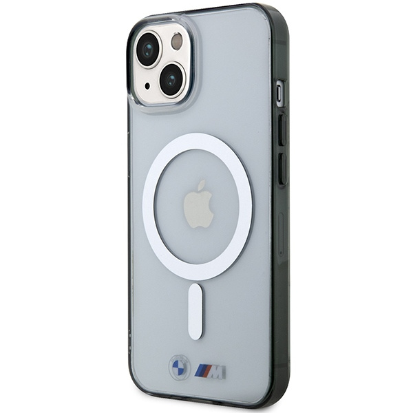 Kryt BMW BMHMP14MHCRS Apple iPhone 14 Plus / 15 Plus transparent hardcase Silver Ring MagSafe