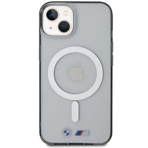 Kryt BMW BMHMP14MHCRS Apple iPhone 14 Plus / 15 Plus transparent hardcase Silver Ring MagSafe