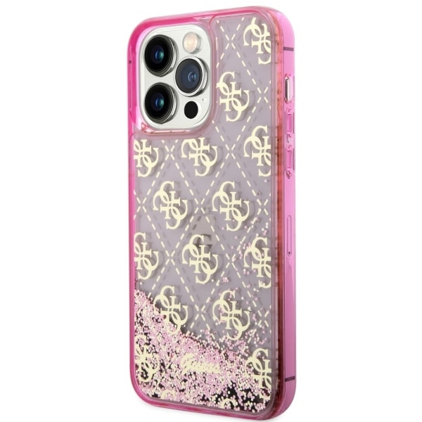 Kryt Guess GUHCP14LLC4PSGP Apple iPhone 14 Pro pink hardcase Liquid Glitter 4G Transculent