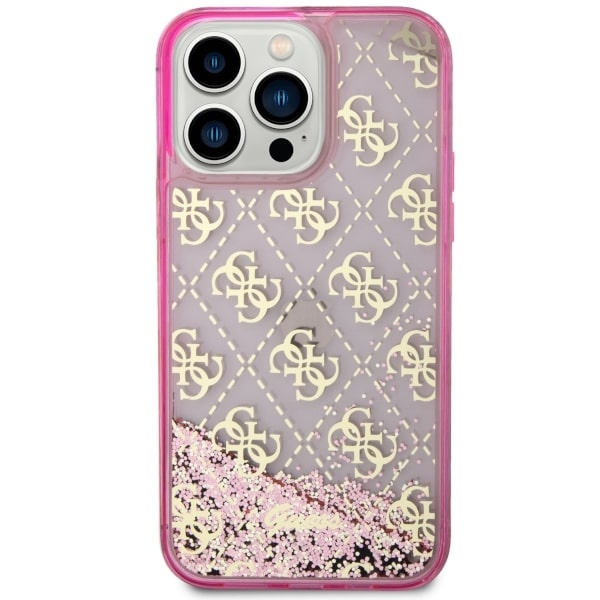 Kryt Guess GUHCP14LLC4PSGP Apple iPhone 14 Pro pink hardcase Liquid Glitter 4G Transculent