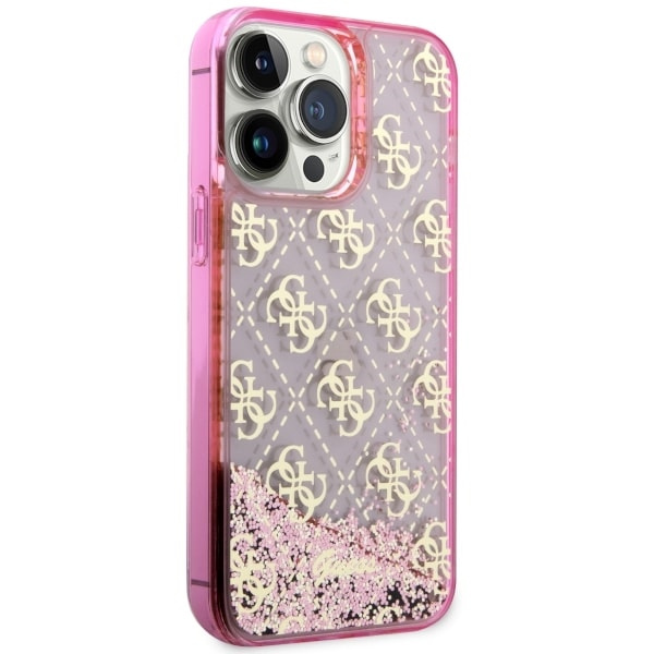 Kryt Guess GUHCP14LLC4PSGP Apple iPhone 14 Pro pink hardcase Liquid Glitter 4G Transculent