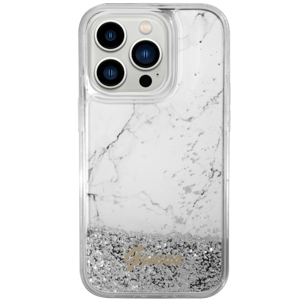 Kryt Guess GUHCP14LLCSGSGH Apple iPhone 14 Pro white hardcase Liquid Glitter Marble