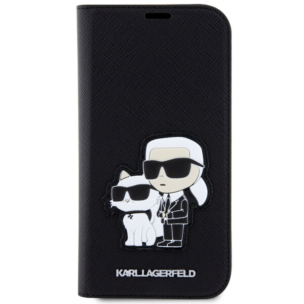Kryt Karl Lagerfeld KLBKP14LSANKCPK Apple iPhone 14 Pro bookcase black Saffiano Karl & Choupette