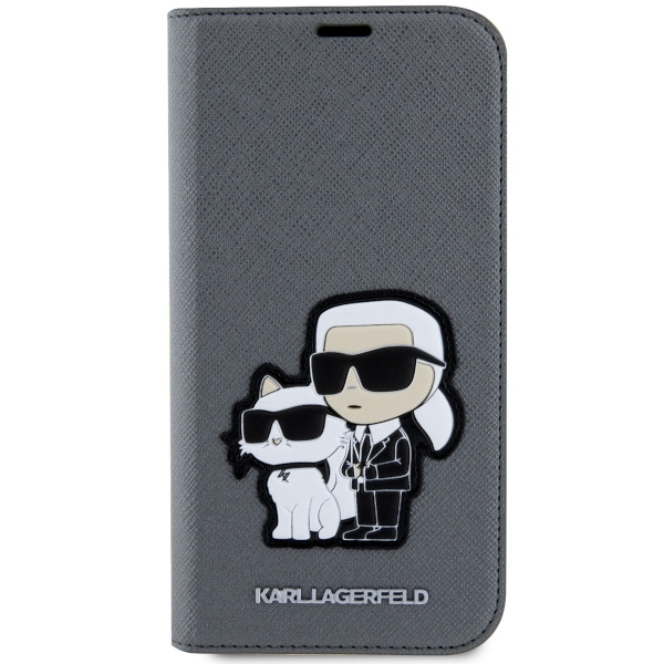 Kryt Karl Lagerfeld KLBKP14SSANKCPG Apple iPhone 14 bookcase silver Saffiano Karl & Choupette