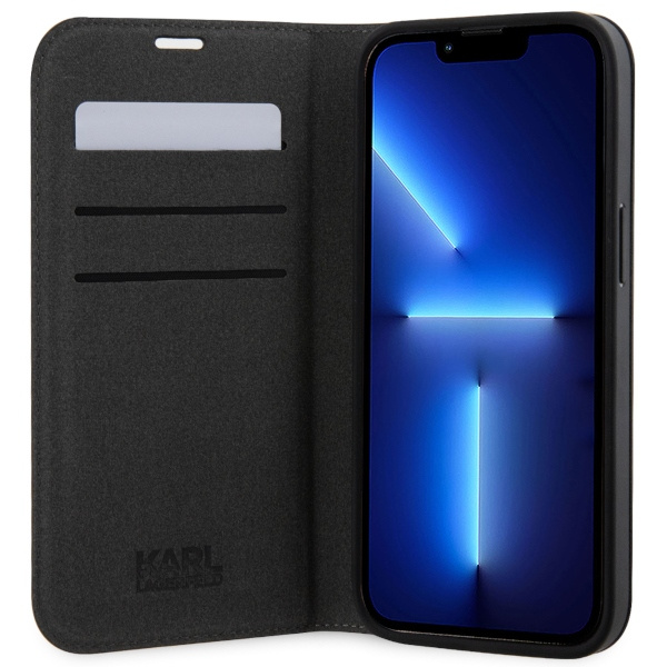 Kryt Karl Lagerfeld KLBKP14SSANKCPG Apple iPhone 14 bookcase silver Saffiano Karl & Choupette