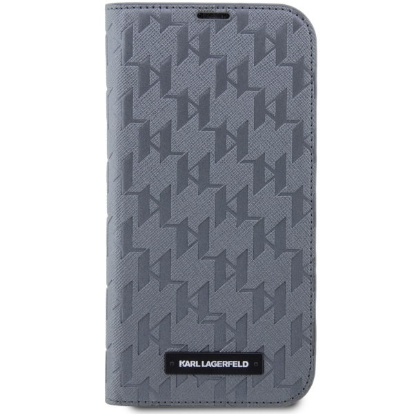 Kryt Karl Lagerfeld KLBKP14XSAKLHPG Apple iPhone 14 Pro Max bookcase silver Saffiano Monogram