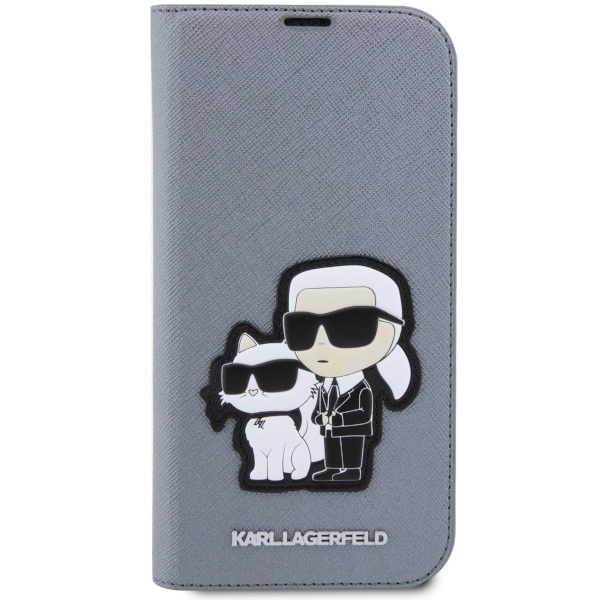 Kryt Karl Lagerfeld KLBKP14XSANKCPG Apple iPhone 14 Pro Max bookcase silver Saffiano Karl & Choupette