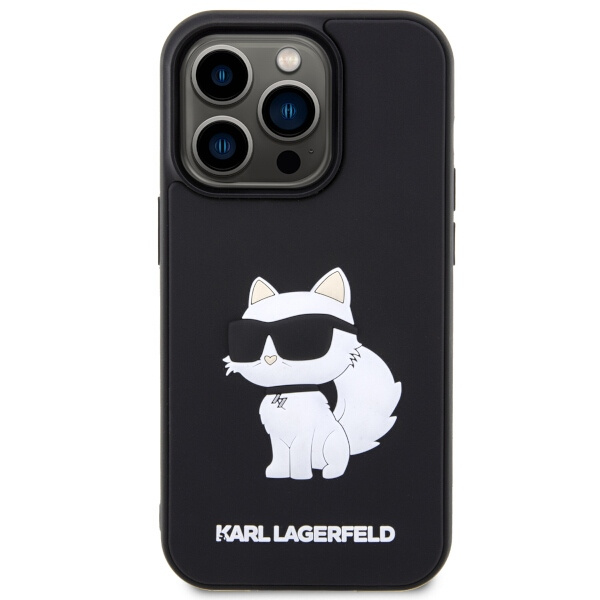 Kryt Karl Lagerfeld KLHCP14L3DRKHNK Apple iPhone 14 Pro black hardcase Rubber Choupette 3D