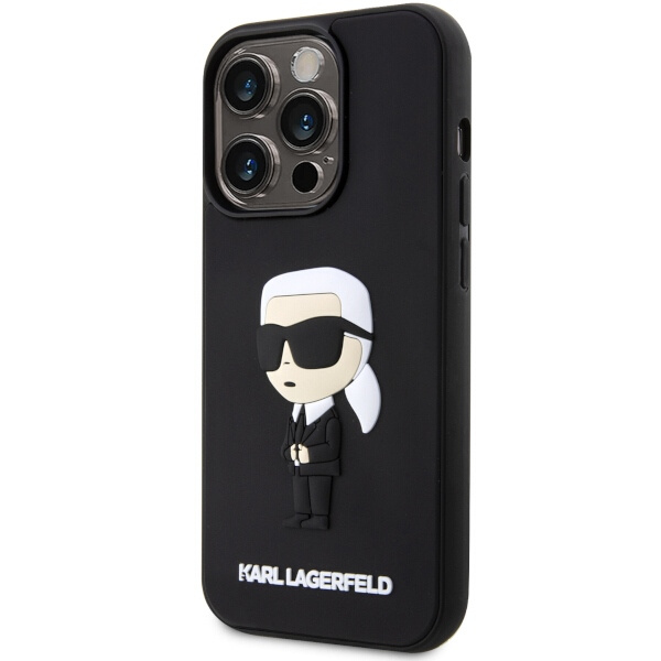 Kryt Karl Lagerfeld KLHCP14L3DRKINK Apple iPhone 14 Pro black hardcase Rubber Ikonik 3D
