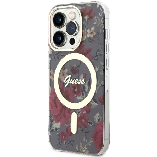 Kryt Guess GUHMP14LHCFWSA Apple iPhone 14 Pro khaki hardcase Flower MagSafe