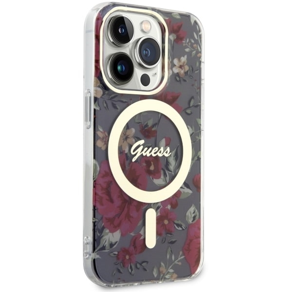 Kryt Guess GUHMP14LHCFWSA Apple iPhone 14 Pro khaki hardcase Flower MagSafe