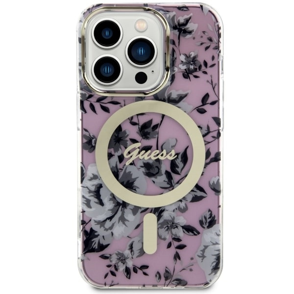 Kryt Guess GUHMP14LHCFWSP Apple iPhone 14 Pro pink hardcase Flower MagSafe