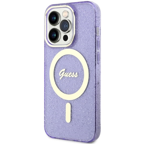 Kryt Guess GUHMP14LHCMCGU Apple iPhone 14 Pro purple hardcase Glitter Gold MagSafe
