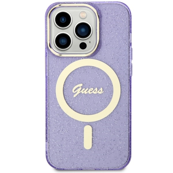 Kryt Guess GUHMP14LHCMCGU Apple iPhone 14 Pro purple hardcase Glitter Gold MagSafe
