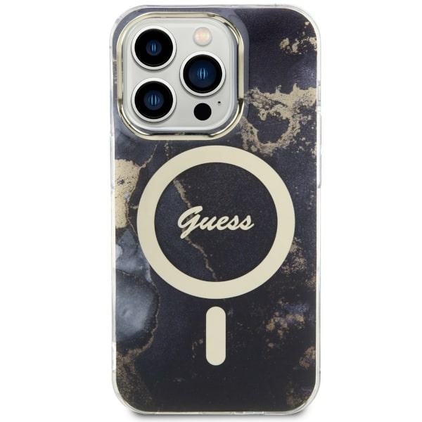Kryt Guess GUHMP14LHTMRSK Apple iPhone 14 Pro black/black hardcase Golden Marble MagSafe