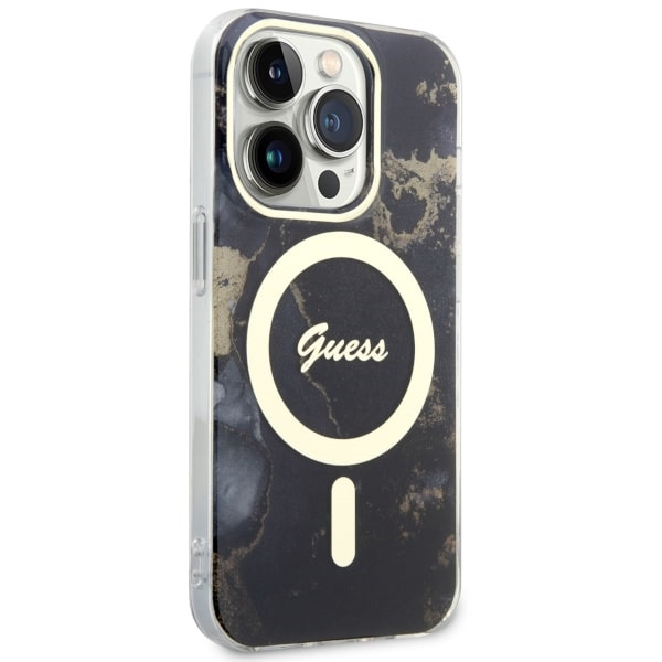 Kryt Guess GUHMP14LHTMRSK Apple iPhone 14 Pro black/black hardcase Golden Marble MagSafe