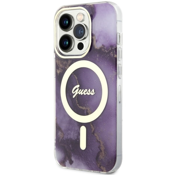 Kryt Guess GUHMP14LHTMRSU Apple iPhone 14 Pro purple/purple hardcase Golden Marble MagSafe