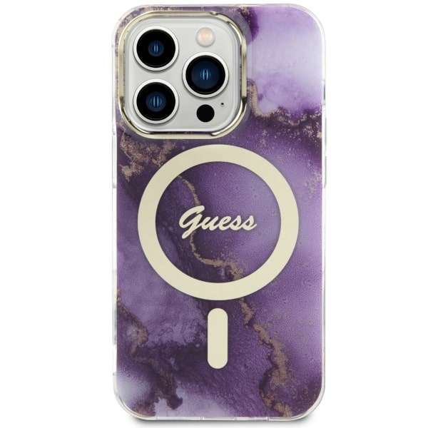 Kryt Guess GUHMP14LHTMRSU Apple iPhone 14 Pro purple/purple hardcase Golden Marble MagSafe