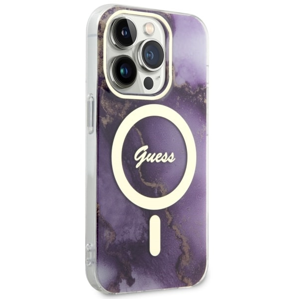 Kryt Guess GUHMP14LHTMRSU Apple iPhone 14 Pro purple/purple hardcase Golden Marble MagSafe