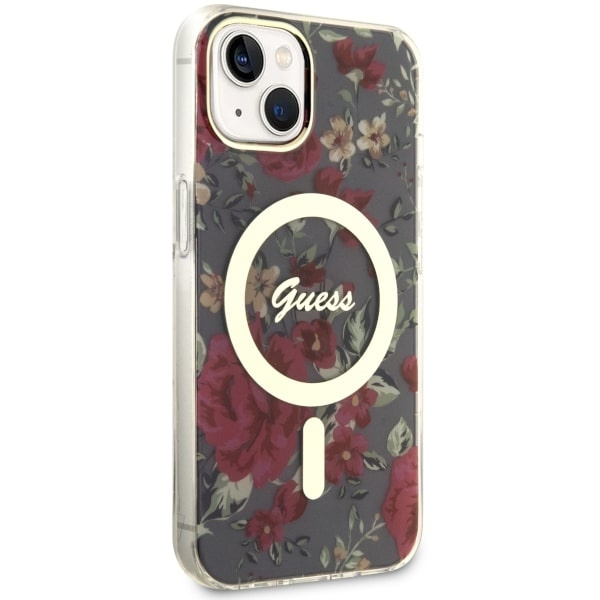 Kryt Guess GUHMP14MHCFWSA Apple iPhone 14 Plus / 15 Plus khaki hardcase Flower MagSafe