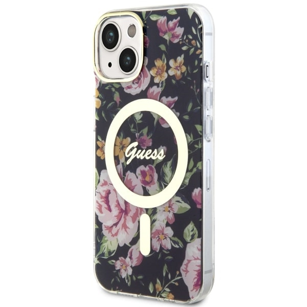 Kryt Guess GUHMP14MHCFWSK Apple iPhone 14 Plus / 15 Plus black hardcase Flower MagSafe