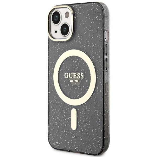 Kryt Guess GUHMP14MHCMCGK Apple iPhone 14 Plus / 15 Plus black hardcase Glitter Gold MagSafe