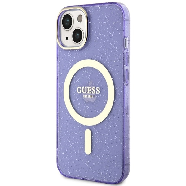 Kryt Guess GUHMP14MHCMCGU Apple iPhone 14 Plus / 15 Plus purple hardcase Glitter Gold MagSafe