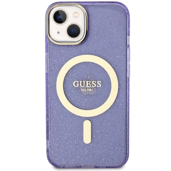 Kryt Guess GUHMP14MHCMCGU Apple iPhone 14 Plus / 15 Plus purple hardcase Glitter Gold MagSafe